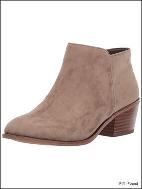 Faux Suede Ankle Boots Side Zipper Block Heel Chelsea Booties